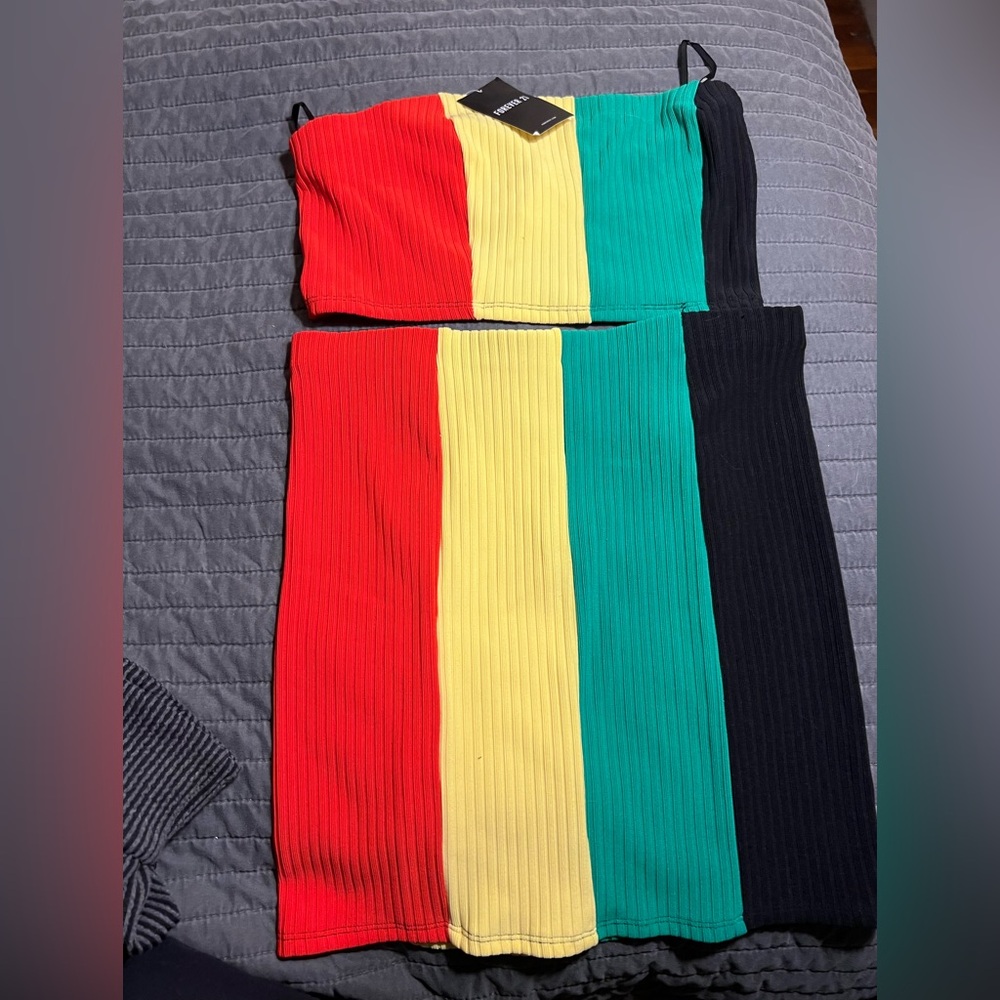 Forever 21 Multicolor Striped Skirt Set